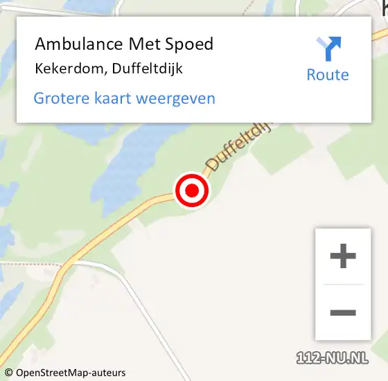 Locatie op kaart van de 112 melding: Ambulance Met Spoed Naar Kekerdom, Duffeltdijk op 12 augustus 2016 10:15