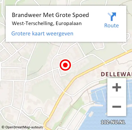 Locatie op kaart van de 112 melding: Brandweer Met Grote Spoed Naar Hee, Europalaan op 12 augustus 2016 10:18