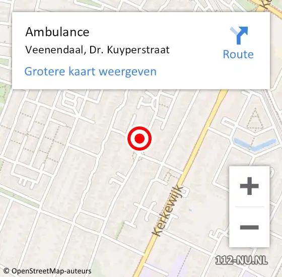 Locatie op kaart van de 112 melding: Ambulance Veenendaal, Dr. Kuyperstraat op 12 augustus 2016 10:20