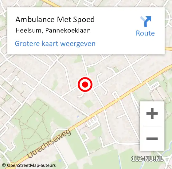 Locatie op kaart van de 112 melding: Ambulance Met Spoed Naar Heelsum, Pannekoeklaan op 12 augustus 2016 10:24