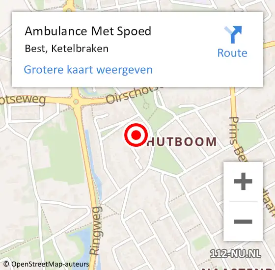 Locatie op kaart van de 112 melding: Ambulance Met Spoed Naar Best, Ketelbraken op 12 augustus 2016 11:50