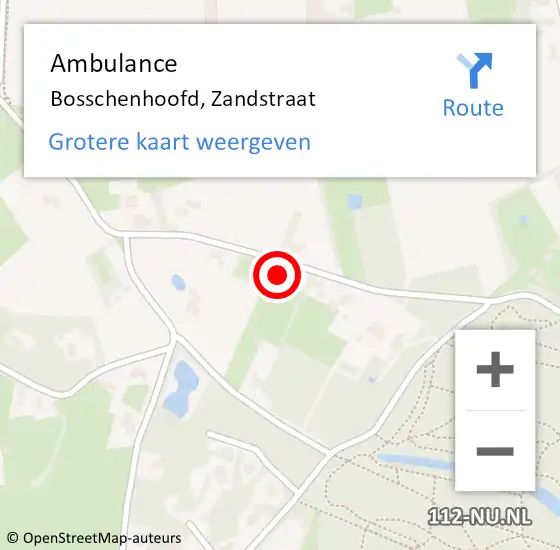 Locatie op kaart van de 112 melding: Ambulance Bosschenhoofd, Zandstraat op 12 augustus 2016 12:54