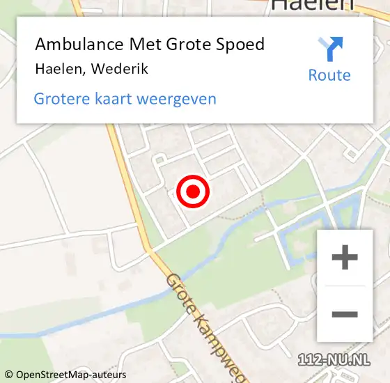 Locatie op kaart van de 112 melding: Ambulance Met Grote Spoed Naar Haelen, Wederik op 12 augustus 2016 13:10