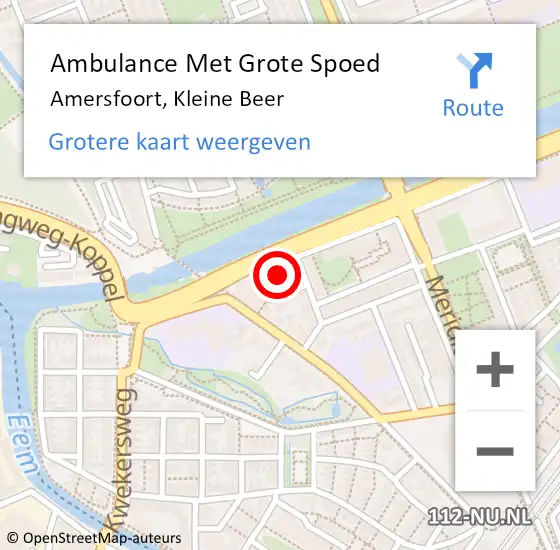 Locatie op kaart van de 112 melding: Ambulance Met Grote Spoed Naar Amersfoort, Kleine Beer op 12 augustus 2016 14:11