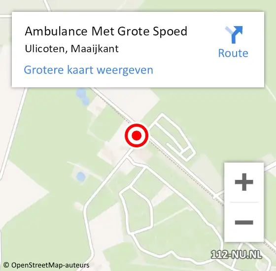 Locatie op kaart van de 112 melding: Ambulance Met Grote Spoed Naar Ulicoten, Maaijkant op 12 augustus 2016 15:54