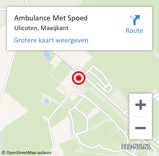 Locatie op kaart van de 112 melding: Ambulance Met Spoed Naar Ulicoten, Maaijkant op 12 augustus 2016 16:01