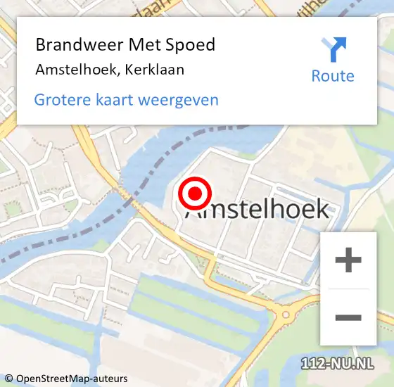 Locatie op kaart van de 112 melding: Brandweer Met Spoed Naar Amstelhoek, Kerklaan op 12 augustus 2016 17:52