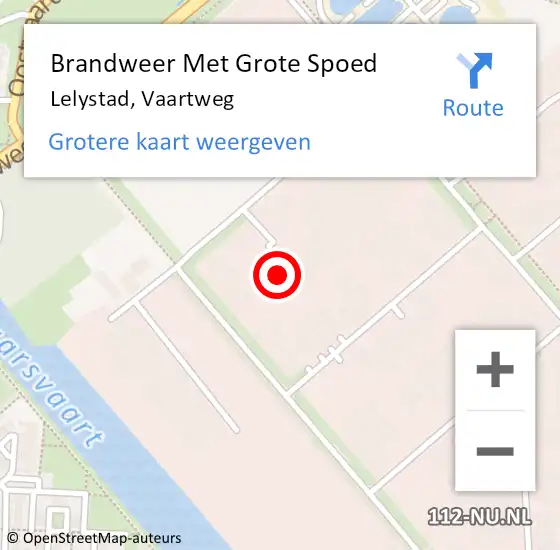Locatie op kaart van de 112 melding: Brandweer Met Grote Spoed Naar Lelystad, Vaartweg op 12 augustus 2016 18:23