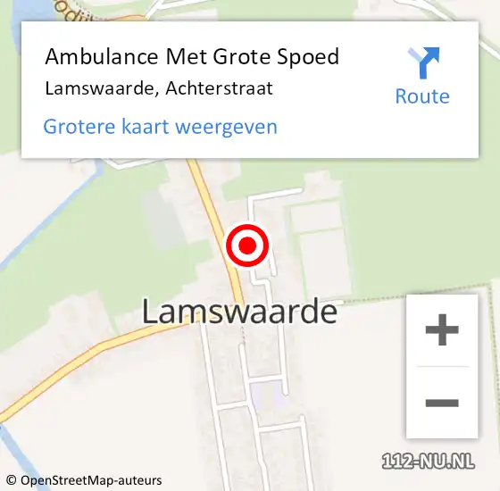 Locatie op kaart van de 112 melding: Ambulance Met Grote Spoed Naar Lamswaarde, Achterstraat op 12 augustus 2016 18:34