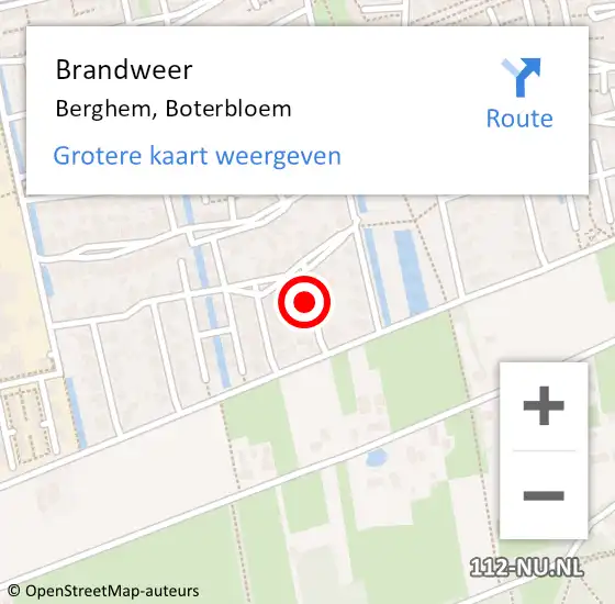 Locatie op kaart van de 112 melding: Brandweer Berghem, Boterbloem op 24 december 2013 03:17