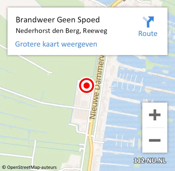 Locatie op kaart van de 112 melding: Brandweer Geen Spoed Naar Nederhorst den Berg, Reeweg op 12 augustus 2016 19:14