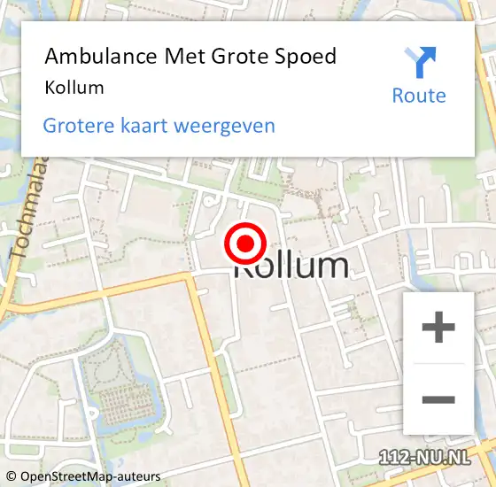 Locatie op kaart van de 112 melding: Ambulance Met Grote Spoed Naar Kollum op 12 augustus 2016 19:44