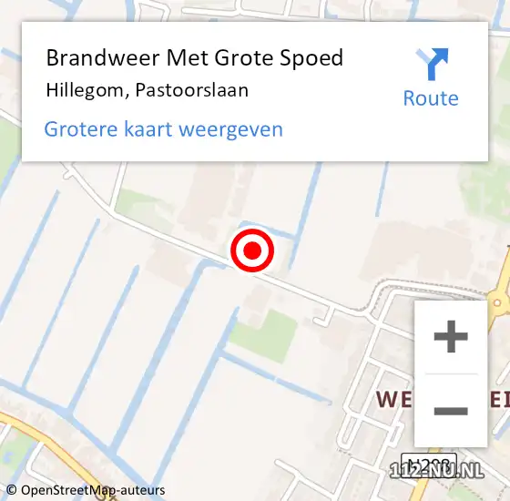 Locatie op kaart van de 112 melding: Brandweer Met Grote Spoed Naar Hillegom, Pastoorslaan op 12 augustus 2016 20:14