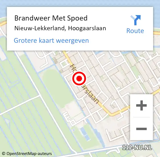 Locatie op kaart van de 112 melding: Brandweer Met Spoed Naar Nieuw-Lekkerland, Hoogaarslaan op 24 december 2013 03:40