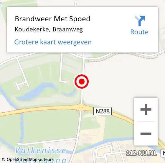 Locatie op kaart van de 112 melding: Brandweer Met Spoed Naar Koudekerke, Braamweg op 12 augustus 2016 21:41
