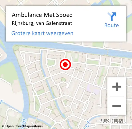 Locatie op kaart van de 112 melding: Ambulance Met Spoed Naar Rijnsburg, van Galenstraat op 12 augustus 2016 22:21