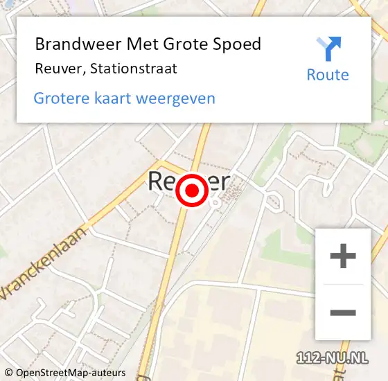 Locatie op kaart van de 112 melding: Brandweer Met Grote Spoed Naar Reuver, Stationstraat op 12 augustus 2016 23:27