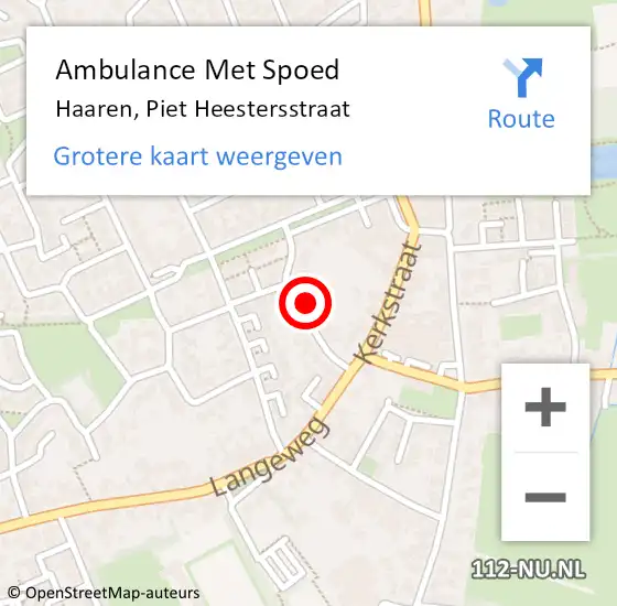 Locatie op kaart van de 112 melding: Ambulance Met Spoed Naar Haaren, Piet Heestersstraat op 13 augustus 2016 03:09