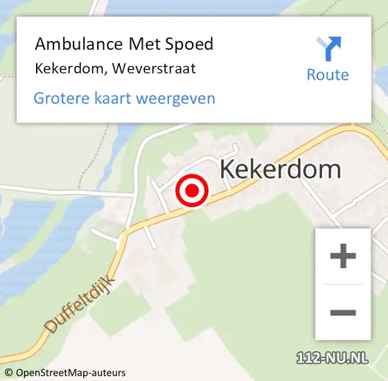 Locatie op kaart van de 112 melding: Ambulance Met Spoed Naar Kekerdom, Weverstraat op 13 augustus 2016 06:37