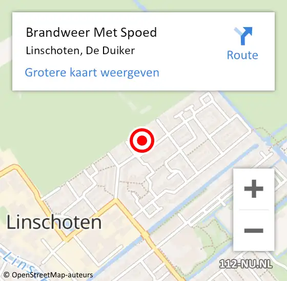 Locatie op kaart van de 112 melding: Brandweer Met Spoed Naar Linschoten, De Duiker op 13 augustus 2016 08:20