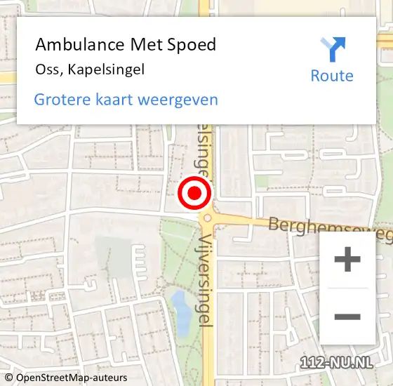 Locatie op kaart van de 112 melding: Ambulance Met Spoed Naar Oss, Kapelsingel op 13 augustus 2016 08:59