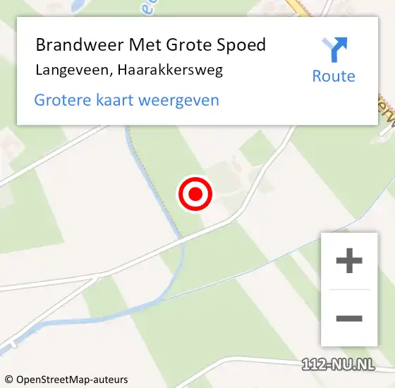 Locatie op kaart van de 112 melding: Brandweer Met Grote Spoed Naar Langeveen, Haarakkersweg op 13 augustus 2016 10:08