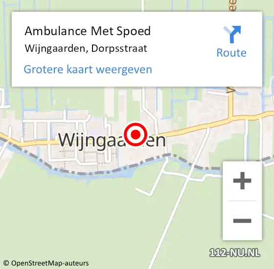 Locatie op kaart van de 112 melding: Ambulance Met Spoed Naar Wijngaarden, Dorpsstraat op 13 augustus 2016 10:32