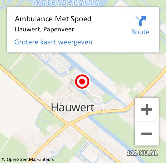 Locatie op kaart van de 112 melding: Ambulance Met Spoed Naar Hauwert, Papenveer op 13 augustus 2016 10:37