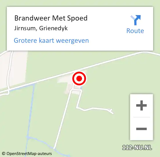 Locatie op kaart van de 112 melding: Brandweer Met Spoed Naar Jirnsum, Grienedyk op 13 augustus 2016 13:20