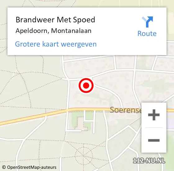 Locatie op kaart van de 112 melding: Brandweer Met Spoed Naar Apeldoorn, Montanalaan op 24 december 2013 05:51