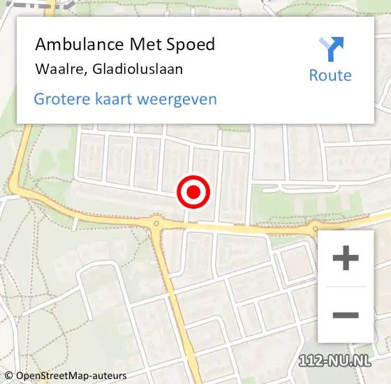 Locatie op kaart van de 112 melding: Ambulance Met Spoed Naar Waalre, Gladioluslaan op 13 augustus 2016 13:46