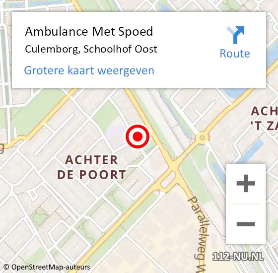 Locatie op kaart van de 112 melding: Ambulance Met Spoed Naar Culemborg, Schoolhof Oost op 13 augustus 2016 13:49