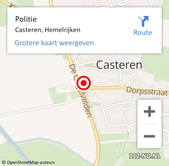 Locatie op kaart van de 112 melding: Politie Casteren, Hemelrijken op 13 augustus 2016 13:55