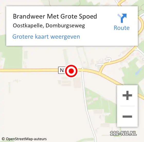 Locatie op kaart van de 112 melding: Brandweer Met Grote Spoed Naar Oostkapelle, Domburgseweg op 13 augustus 2016 15:07