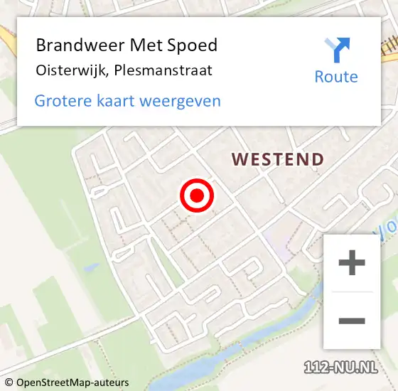 Locatie op kaart van de 112 melding: Brandweer Met Spoed Naar Oisterwijk, Plesmanstraat op 13 augustus 2016 15:25