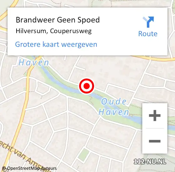 Locatie op kaart van de 112 melding: Brandweer Geen Spoed Naar Hilversum, Couperusweg op 13 augustus 2016 15:44