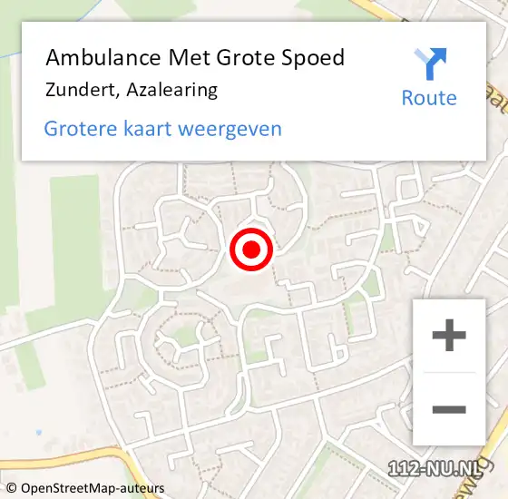 Locatie op kaart van de 112 melding: Ambulance Met Grote Spoed Naar Zundert, Azalearing op 13 augustus 2016 15:49