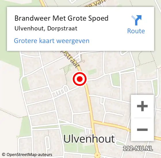 Locatie op kaart van de 112 melding: Brandweer Met Grote Spoed Naar Ulvenhout, Dorpstraat op 13 augustus 2016 15:55