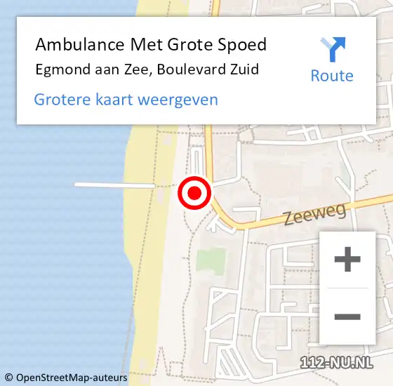 Locatie op kaart van de 112 melding: Ambulance Met Grote Spoed Naar Egmond aan Zee, Boulevard Zuid op 13 augustus 2016 16:41