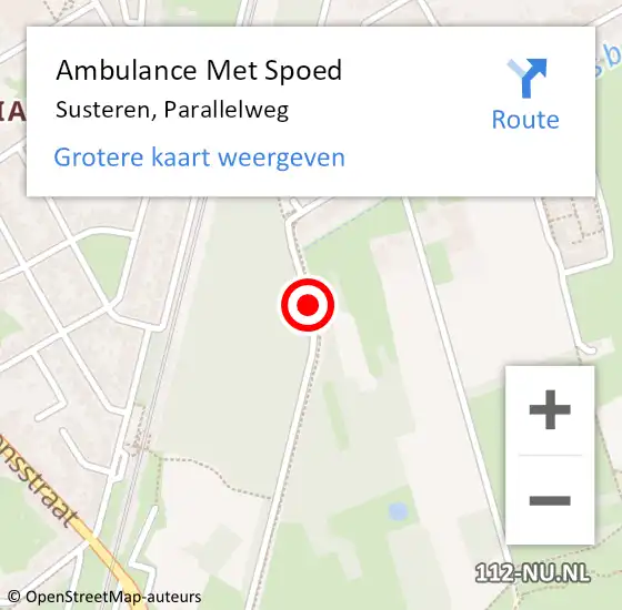 Locatie op kaart van de 112 melding: Ambulance Met Spoed Naar Susteren, Parallelweg op 13 augustus 2016 16:43