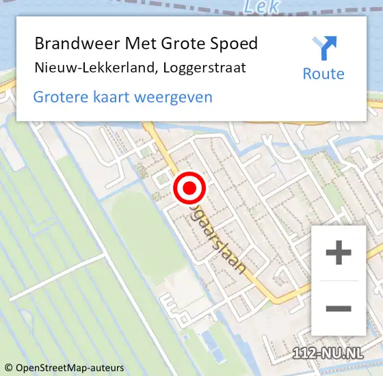 Locatie op kaart van de 112 melding: Brandweer Met Grote Spoed Naar Nieuw-Lekkerland, Loggerstraat op 13 augustus 2016 17:00