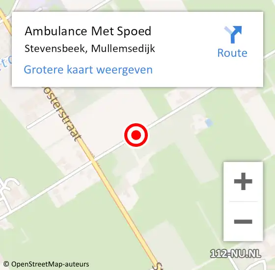 Locatie op kaart van de 112 melding: Ambulance Met Spoed Naar Stevensbeek, Mullemsedijk op 13 augustus 2016 17:16