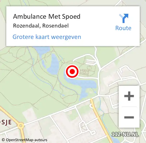 Locatie op kaart van de 112 melding: Ambulance Met Spoed Naar Rozendaal, Rosendael op 13 augustus 2016 17:59