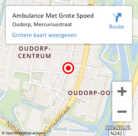 Locatie op kaart van de 112 melding: Ambulance Met Grote Spoed Naar Oudorp, Mercuriusstraat op 13 augustus 2016 18:10