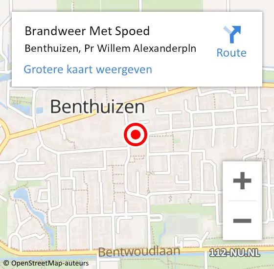 Locatie op kaart van de 112 melding: Brandweer Met Spoed Naar Benthuizen, Pr Willem Alexanderpln op 13 augustus 2016 18:48