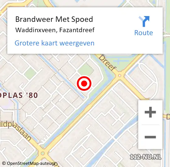 Locatie op kaart van de 112 melding: Brandweer Met Spoed Naar Waddinxveen, Fazantdreef op 24 december 2013 06:47