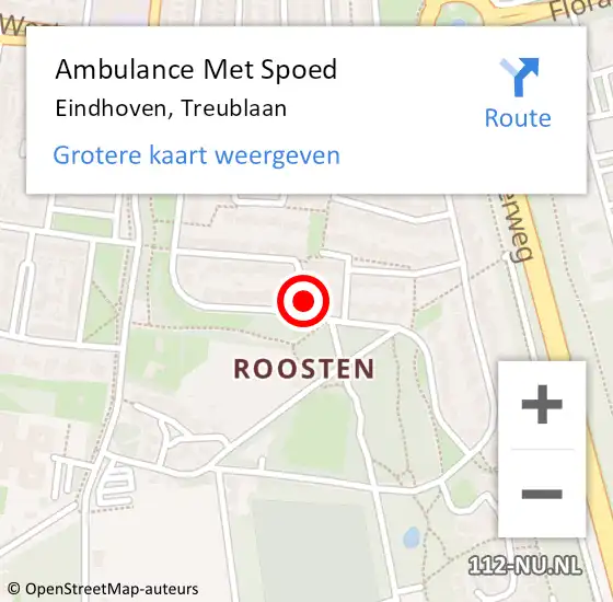 Locatie op kaart van de 112 melding: Ambulance Met Spoed Naar Eindhoven, Treublaan op 13 augustus 2016 19:06