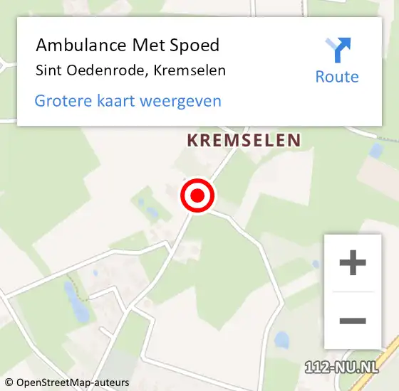 Locatie op kaart van de 112 melding: Ambulance Met Spoed Naar Sint Oedenrode, Kremselen op 13 augustus 2016 19:16