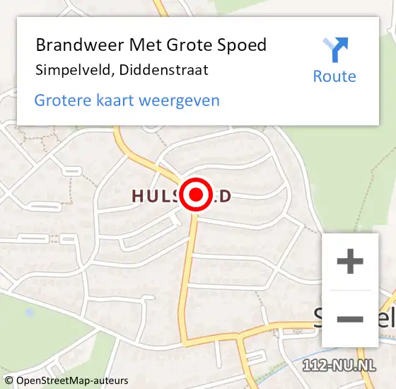 Locatie op kaart van de 112 melding: Brandweer Met Grote Spoed Naar Simpelveld, Diddenstraat op 13 augustus 2016 20:04