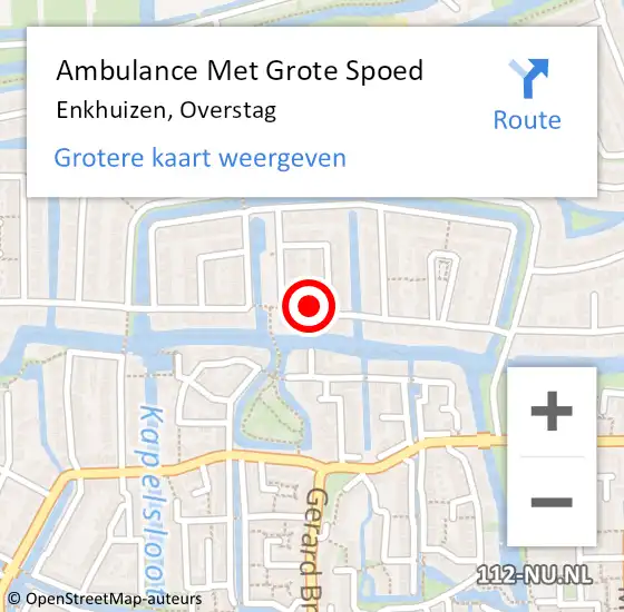 Locatie op kaart van de 112 melding: Ambulance Met Grote Spoed Naar Enkhuizen, Overstag op 13 augustus 2016 20:07